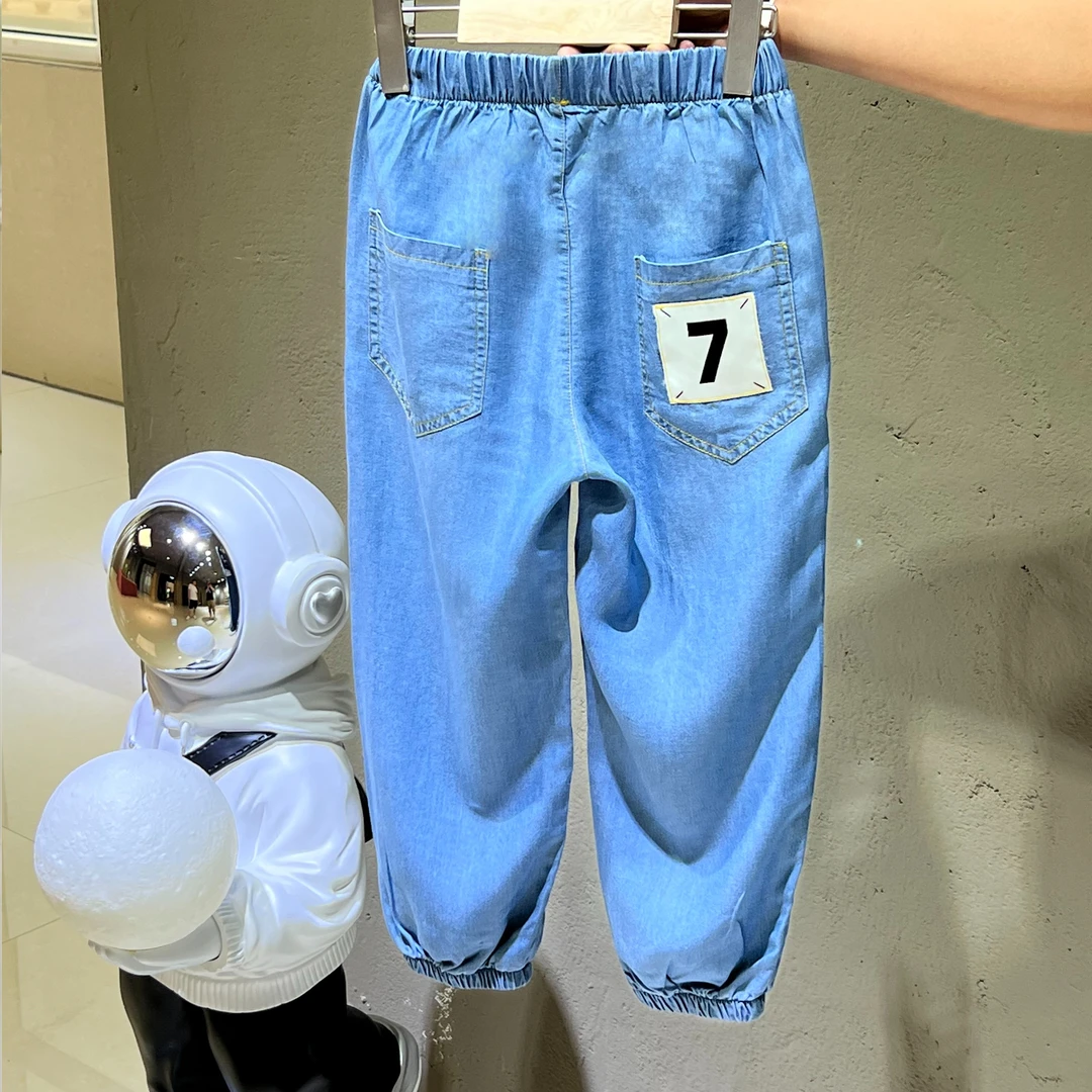 2727夏季儿童天丝牛仔莱赛尔防蚊裤薄款凉爽透气空调裤夏款男童