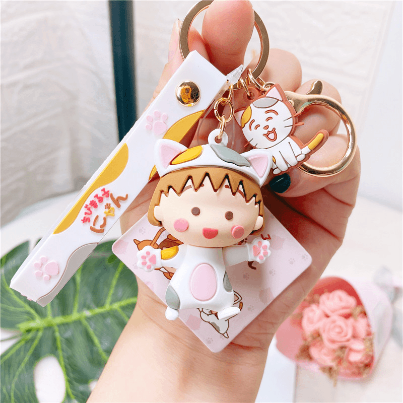 正版樱桃小丸子可爱卡通公仔钥匙扣挂件简约创意背包装饰挂饰礼物