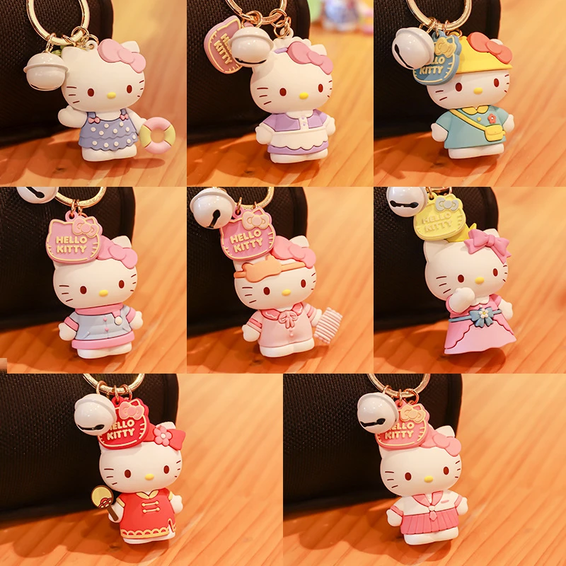 可爱HelloKitty钥匙扣创意汽车钥匙扣挂件卡通凯蒂猫车用钥匙挂扣