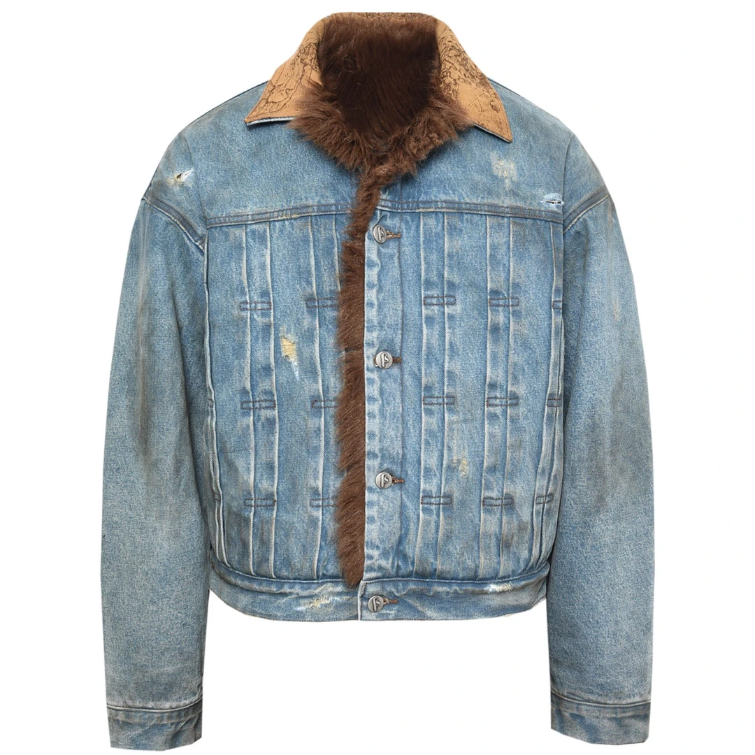 【官方正品】BIRTH OF ROYALCHILD 24FW 泥染褶皱皮毛夹克