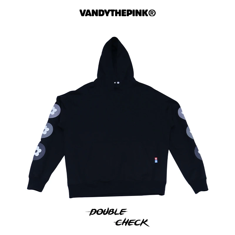 VANDYTHEPINK正品潮牌男女字母情侣刺绣宽松连帽套头外套嘻哈卫衣