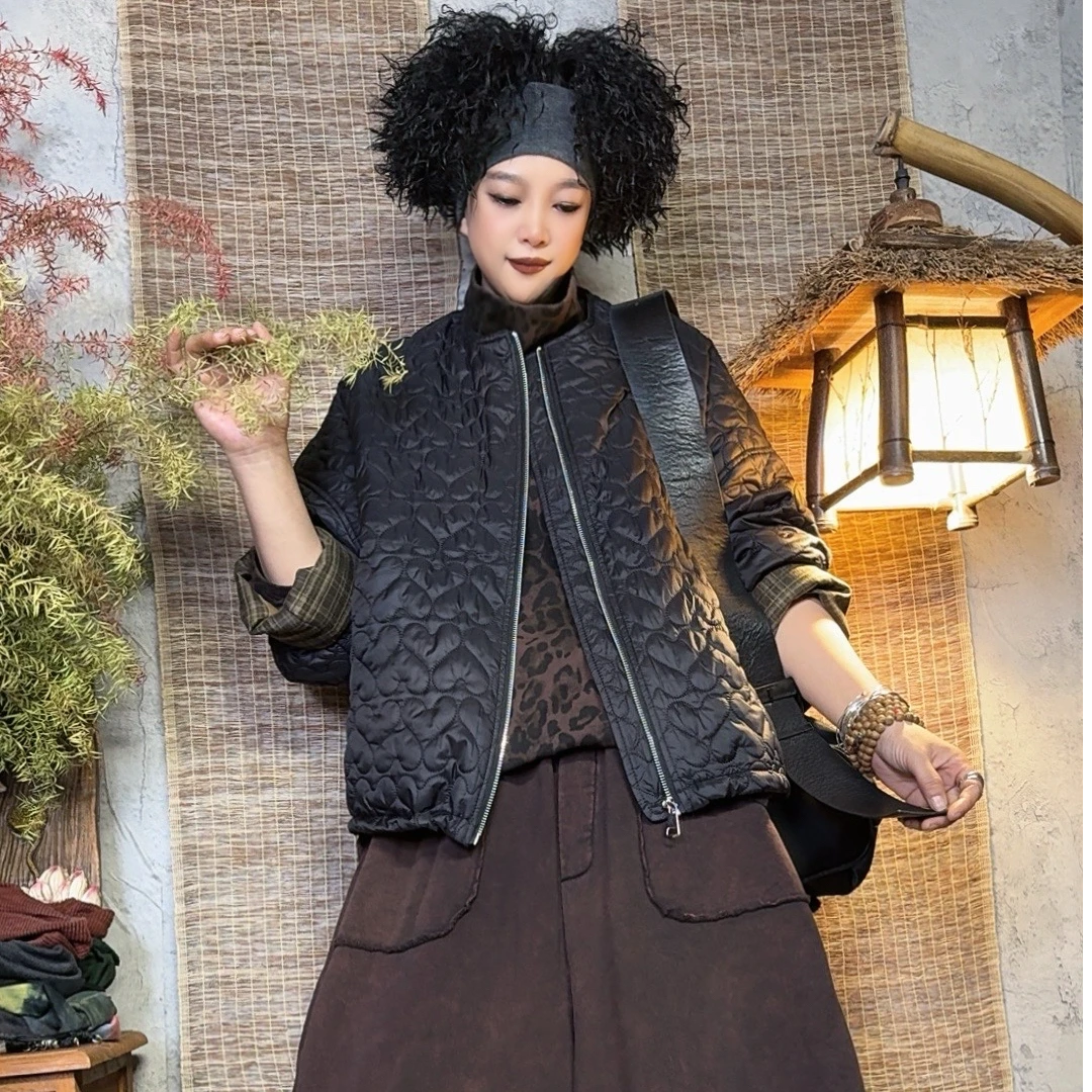 261款冬季宽松洋气个性潮流时尚圆领欧货棉衣【胸围140衣长58】