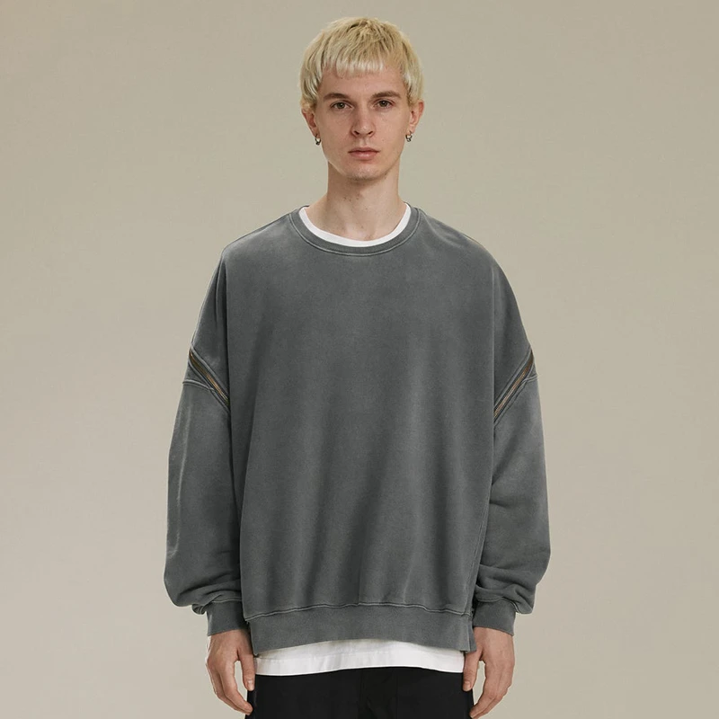 Epide Prefab 22FW 背拉链复古日照褪色水洗卫衣