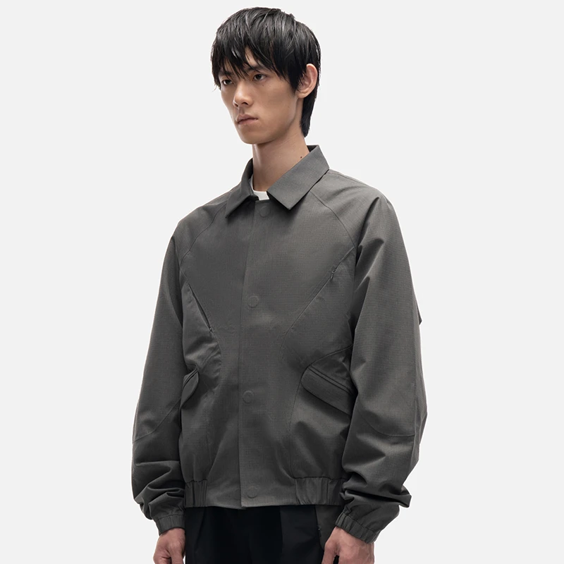 官方直营Epide Prefab肌理竹节格纹面料压胶磁力扣通勤夹克