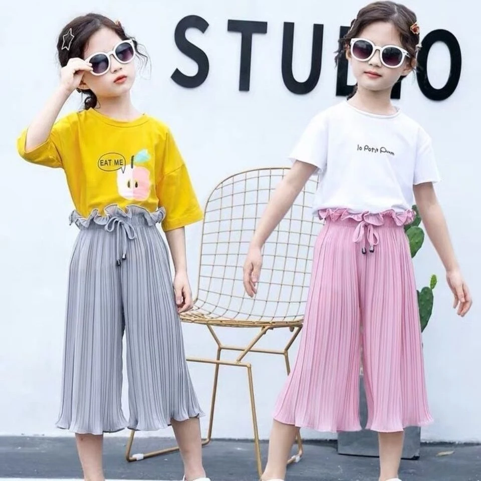 女童裤子夏季2022潮童装宽松薄款夏儿童时尚夏装防蚊裤裤裙女阔腿