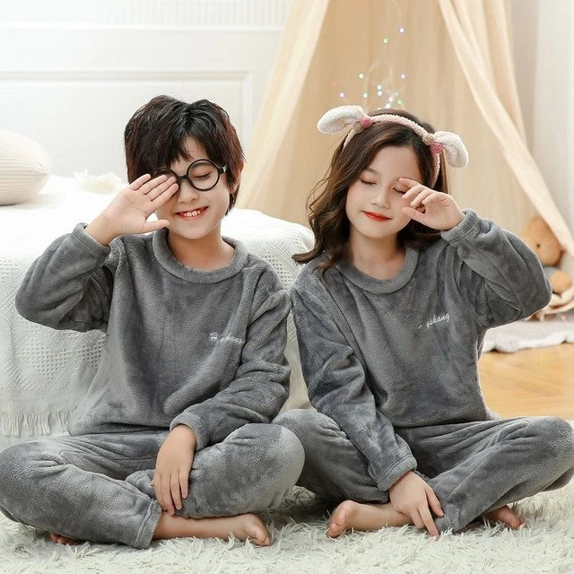 男童珊瑚绒睡衣冬加厚2024新款儿童家居服套装中大童男孩保暖内衣