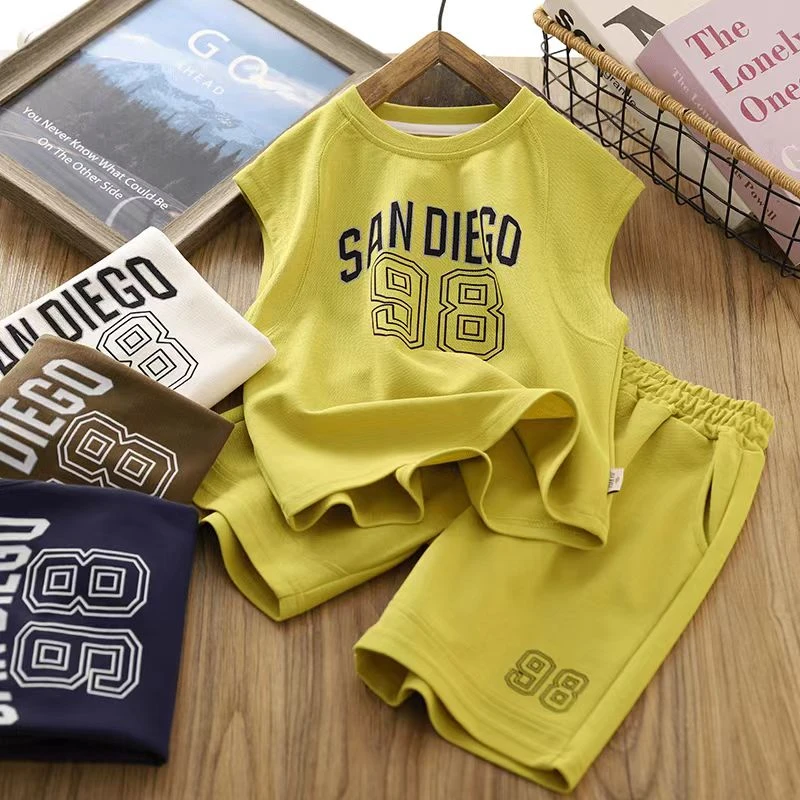 男童背心套装夏装儿童薄款无袖篮球服2024夏季新款男孩薄款运动服