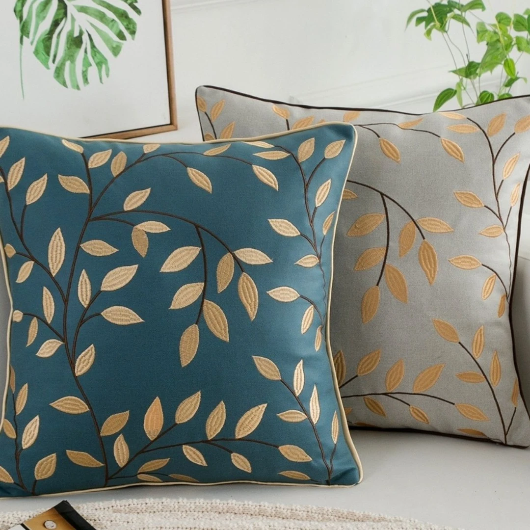 橙色轻奢刺绣抱枕套北欧风沙发靠垫客厅靠枕不含芯家用卧室简约