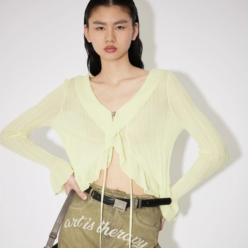 REVAN芮范夏新品格林系挂脖毛衣短开衫RM30106313