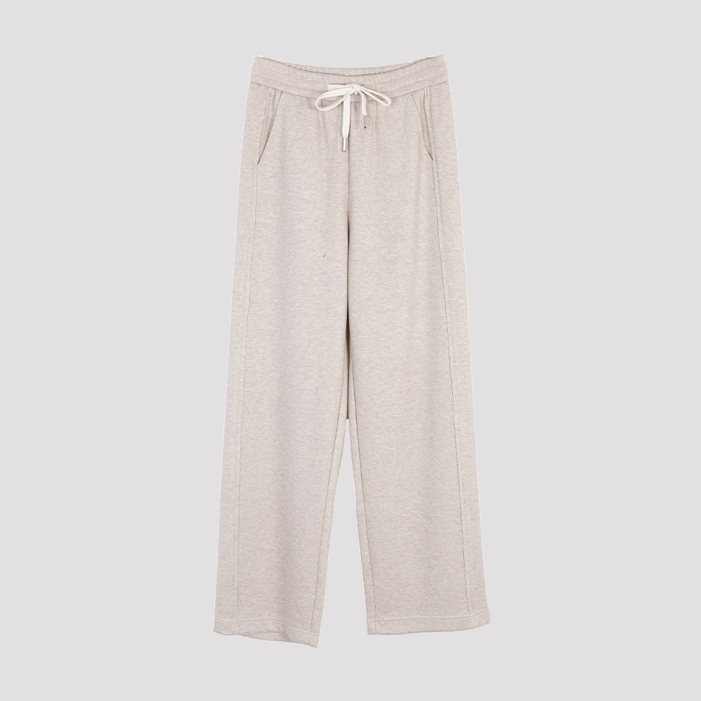 陌妆品牌新款纯色高腰显瘦松紧系带阔腿裤33125