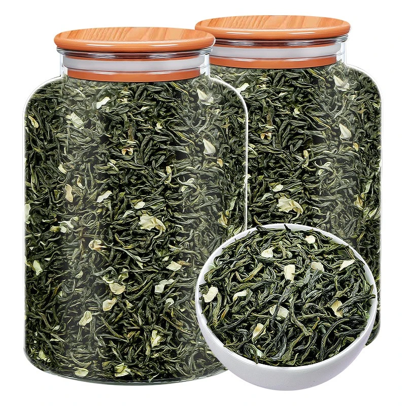 茉莉花茶小白毫花香毛尖新茶浓香型横县绿茶毛尖花茶叶一罐装200g
