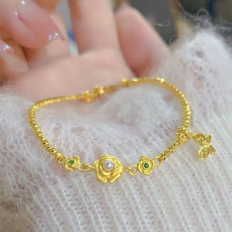 铜合金手链 蹦迪珠爆闪铃兰花手链-00013