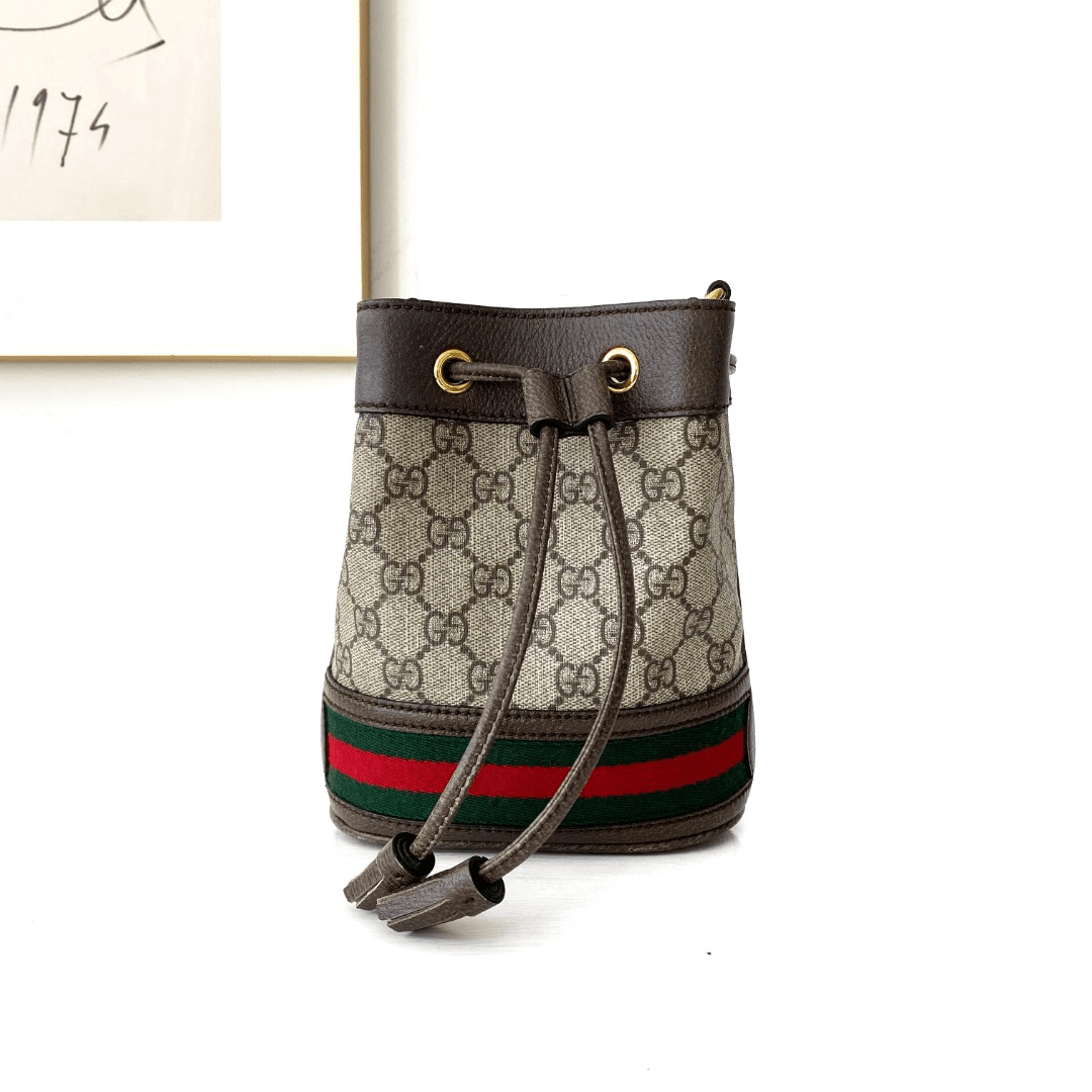 全新未使用 GUCCI/古驰 新老花抽绳水桶包/0927031