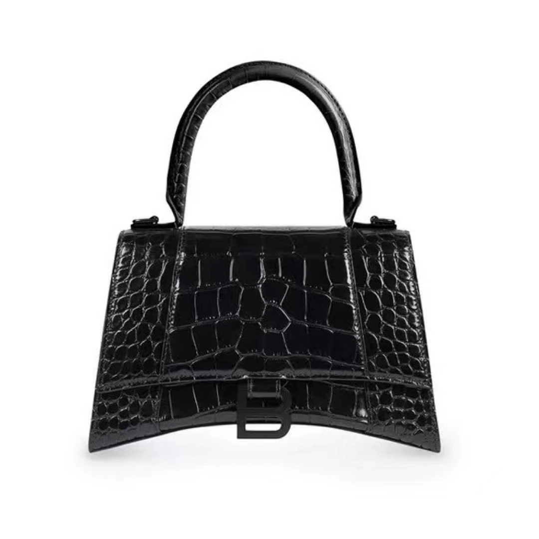 99新 Balenciaga/巴黎世家 鳄压沙漏黑扣XS单肩斜挎手提包（包包