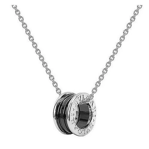 99新 BVLGARI/宝格丽 慈善项链 小红人925银配黑色陶瓷