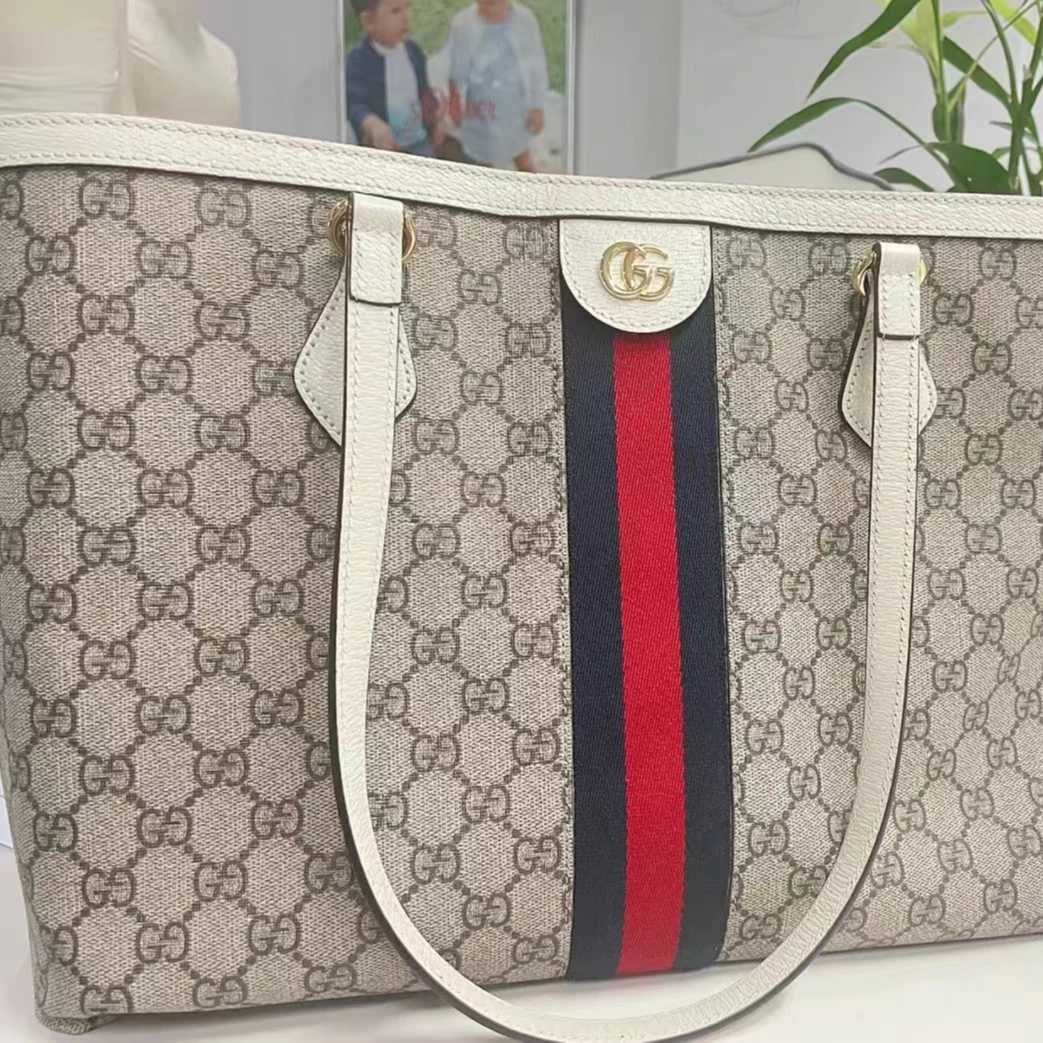 99新 GUCCI/古驰 ophidia 白色托特包单肩包（包包）