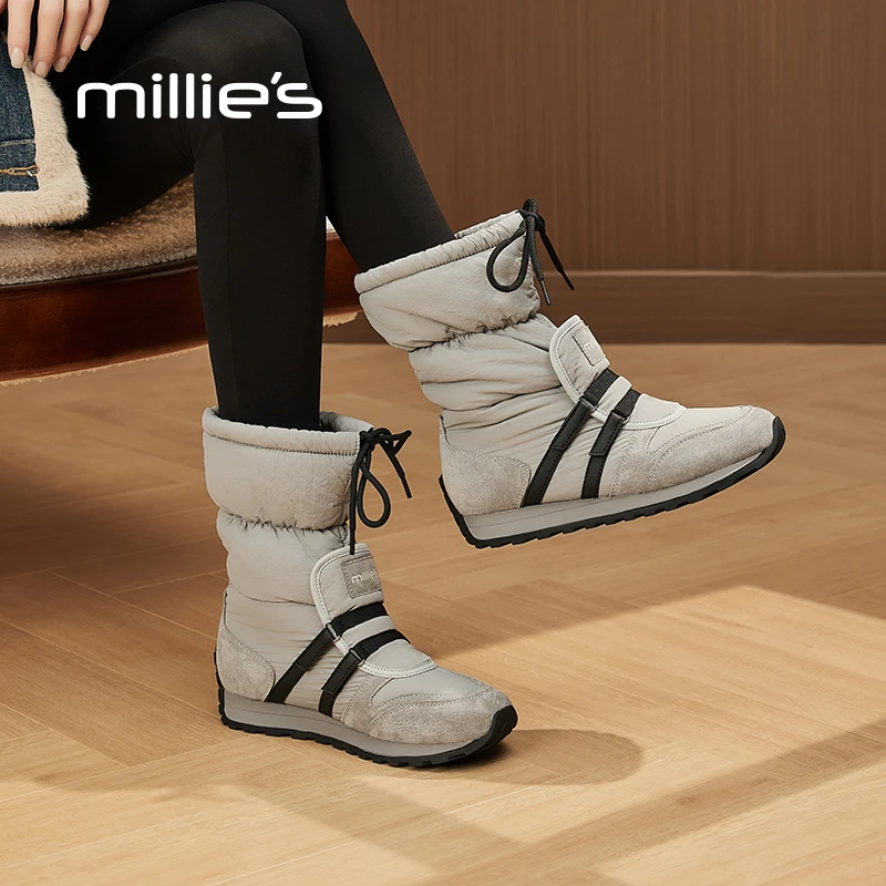 妙丽时尚雪地靴女鞋户外东北防寒大棉鞋冬季加绒加厚短靴保暖棉鞋