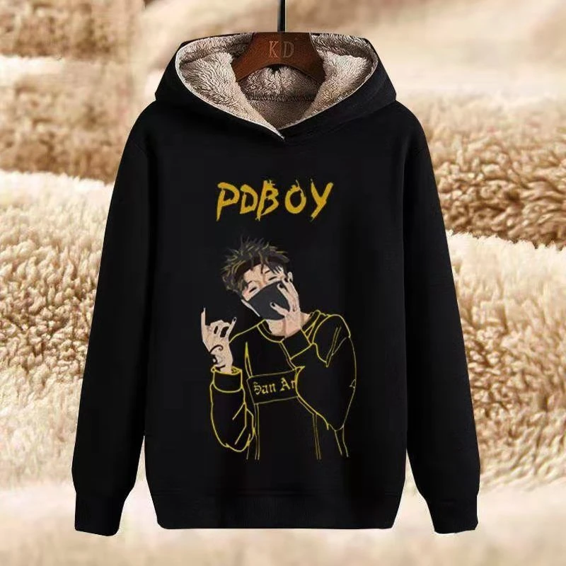 【小扬哥推荐】羊羔绒卫衣男秋冬新款加绒加厚青少年学生连帽卫衣