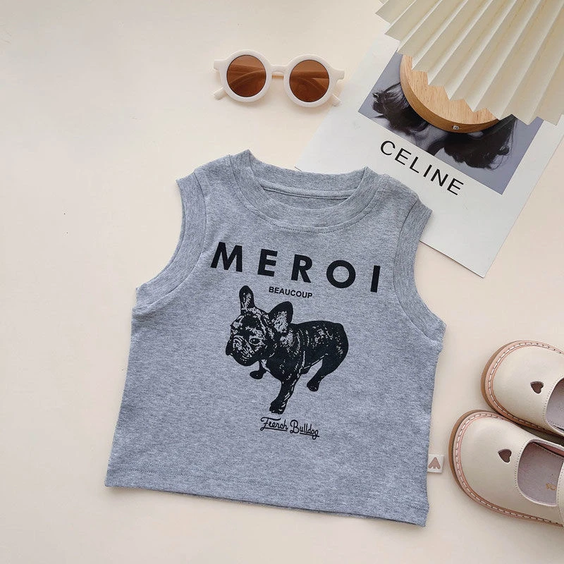 2025新款夏季男女宝宝休闲时髦休闲棉质小无袖韩版坎肩卡通印花潮