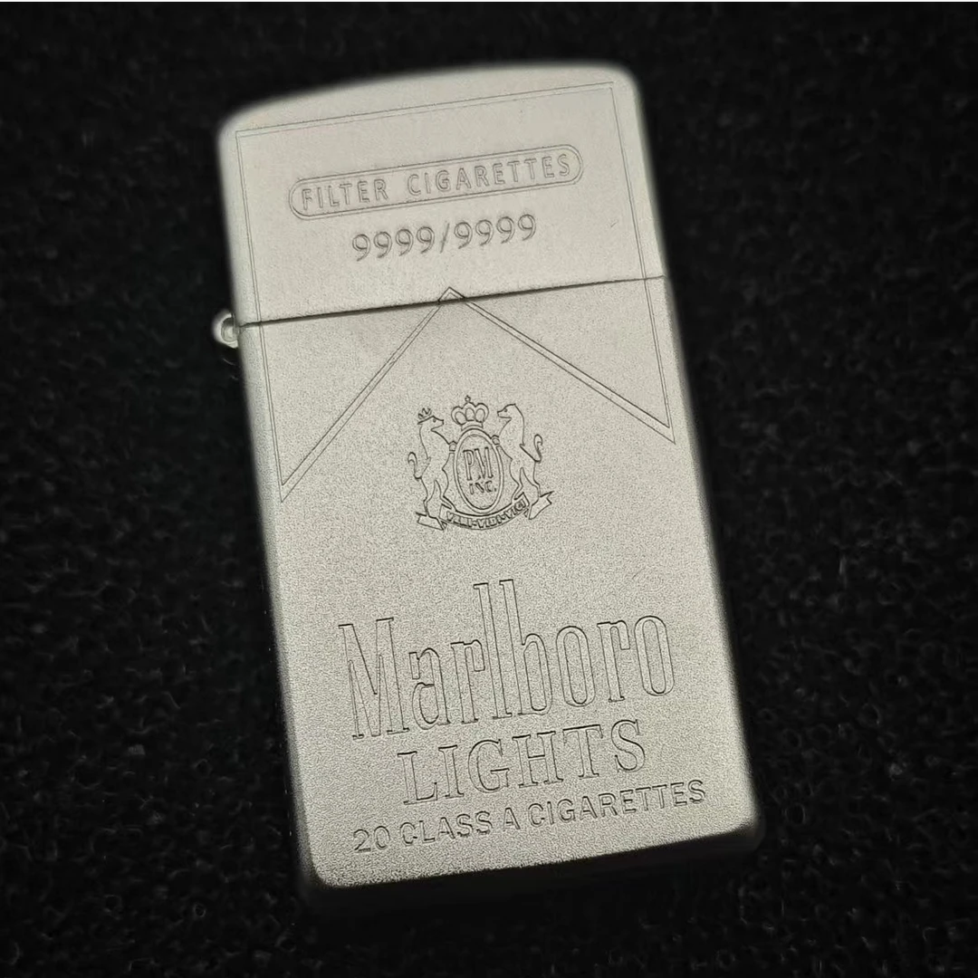 ZIPPO/之宝喷砂镀银窄机纤巧烟盒万宝路男防风煤油打火机DY9914DK