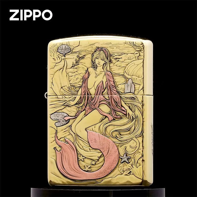 ZIPPO/之宝破法者美人鱼浮雕镶嵌防风煤油打火机好礼DY9912DK