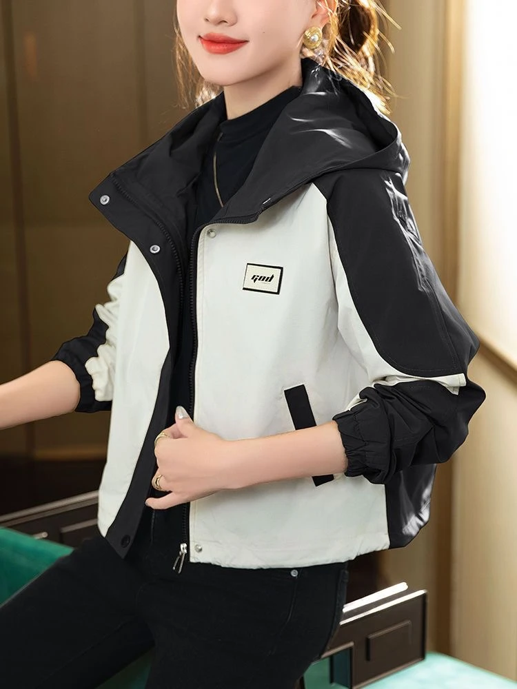 春装小个子拼色外套上衣女2024新款韩版宽松显瘦减龄设计感上衣潮