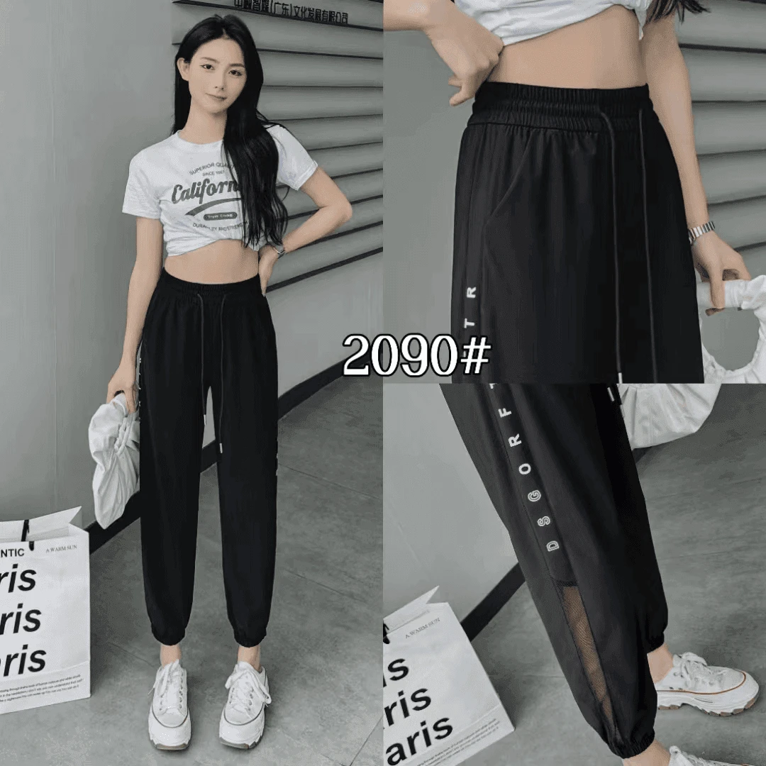 透气速干裤女2024夏季新款宽松束脚运动裤九分休闲裤冰丝裤子薄款