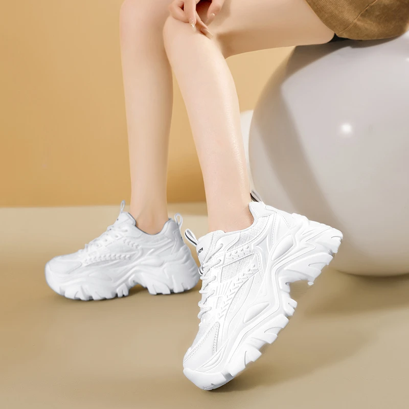 天跑38号摩登春夏新款时尚女士厚底老爹鞋透气防滑系带休闲鞋女鞋