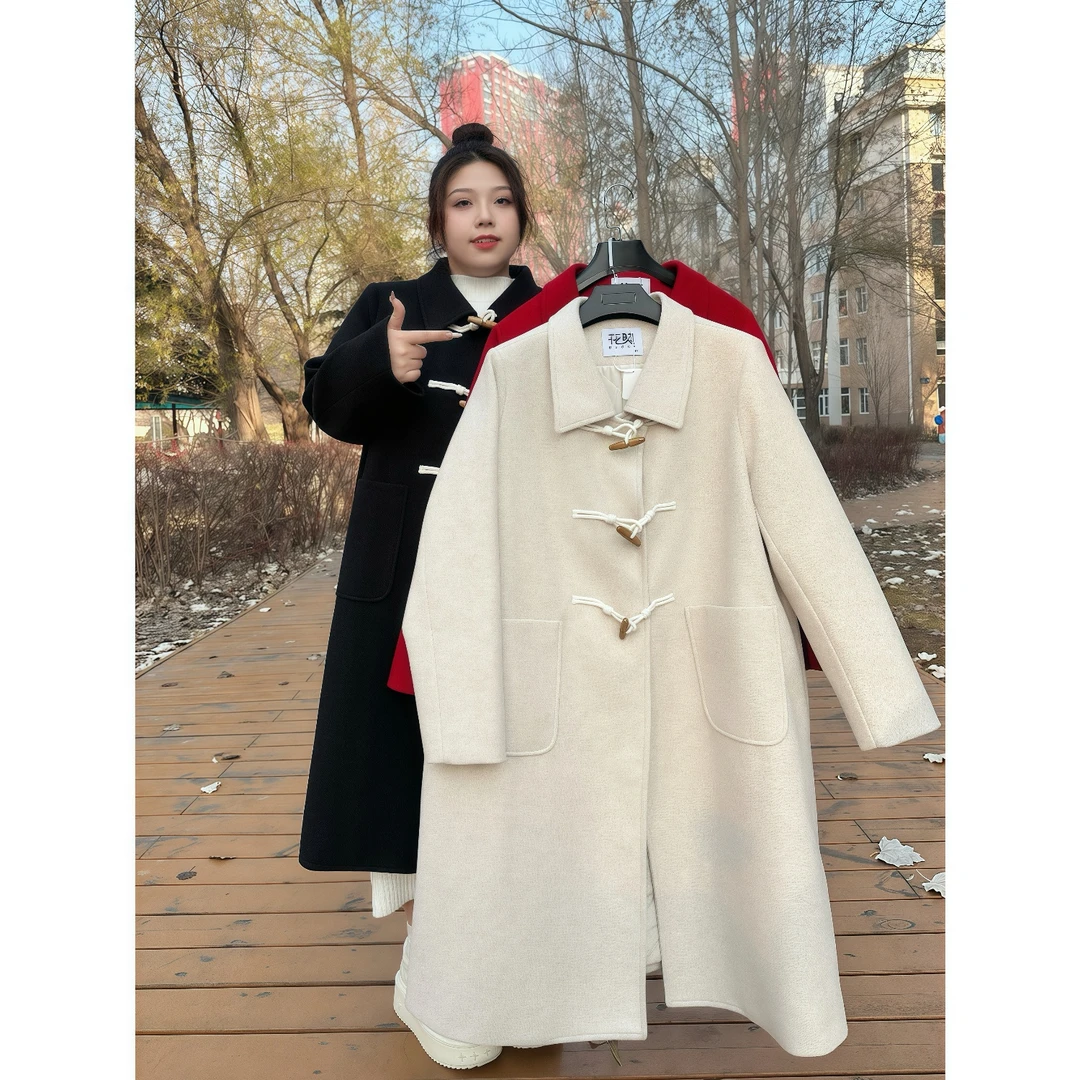 厚乳香氛 / 牛角扣气质毛呢大衣11568花契200斤胖mm冬季~小琪推荐