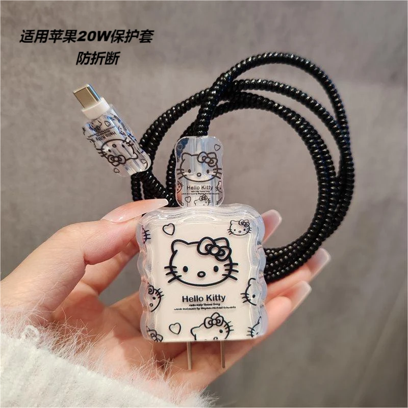 适用苹果17/16promax15原装20W充电器保护套可爱防折充电线保护套