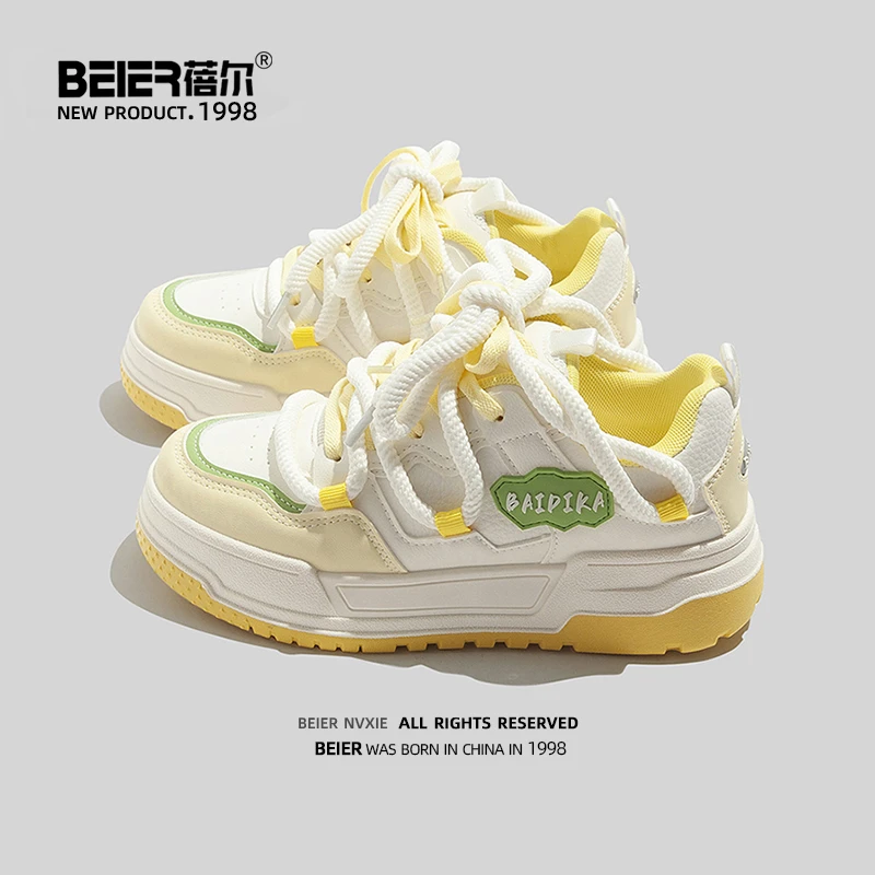 蓓尔韩版学生奶fufu小白鞋女款新款百搭小众设计感潮流女鞋2852