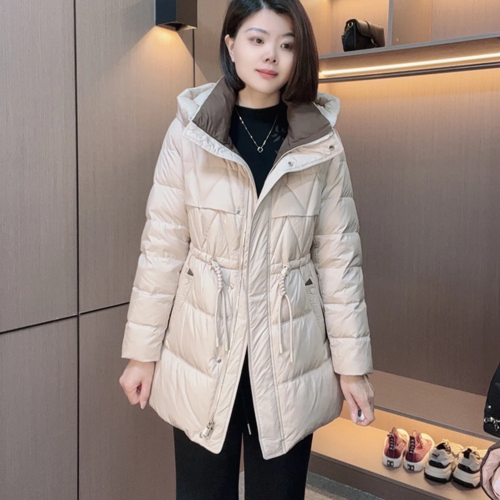 林姐女装冬季外穿百搭洋气减龄加厚时尚显瘦连帽保暖羽绒服2324