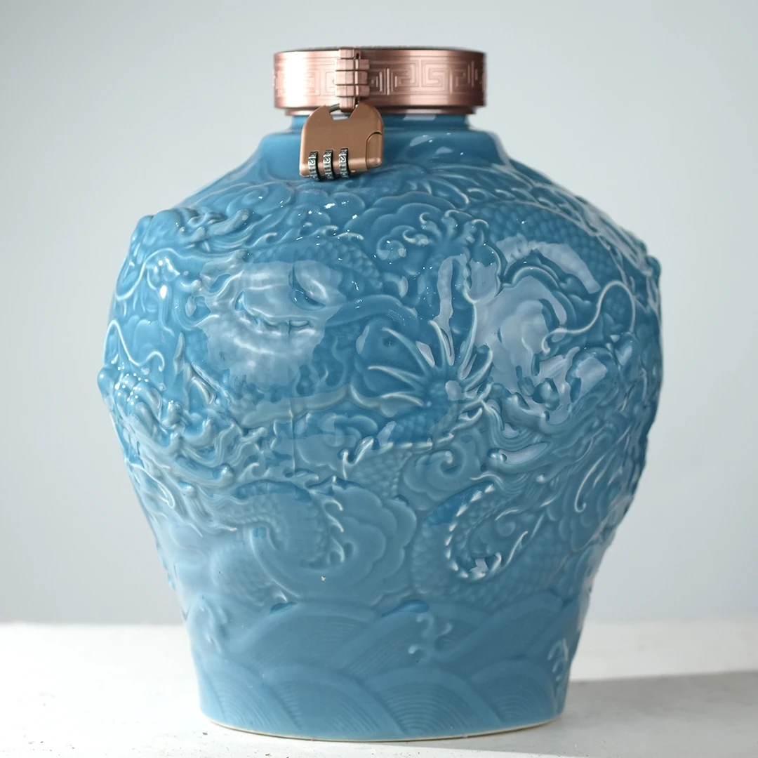 好人好梦纯粮酒 蓝色龙纹坛装酒 优级浓香型白酒53度5L*1