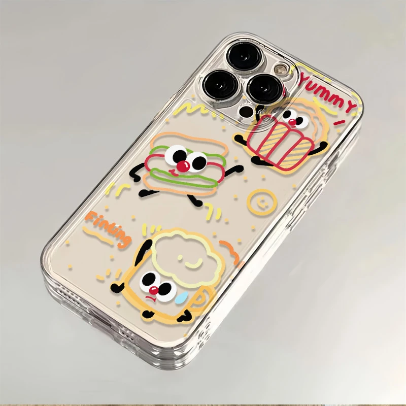线条薯条汉堡适用华为mate60Pro手机壳苹果15/13荣耀小米vivo全包