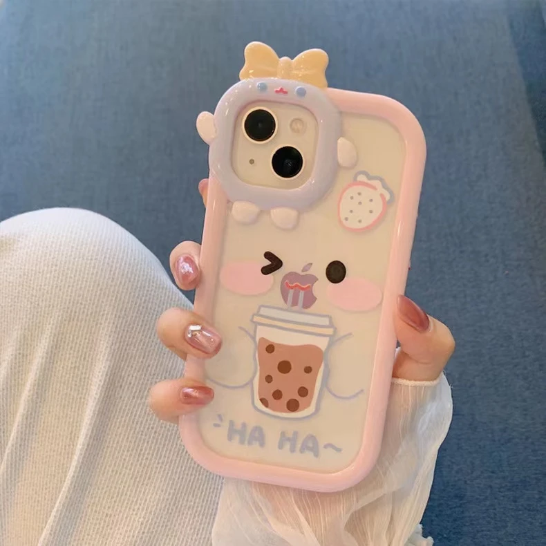 奶茶小怪兽适用苹果15/14手机壳华为/小米13/vivo/oppo软壳