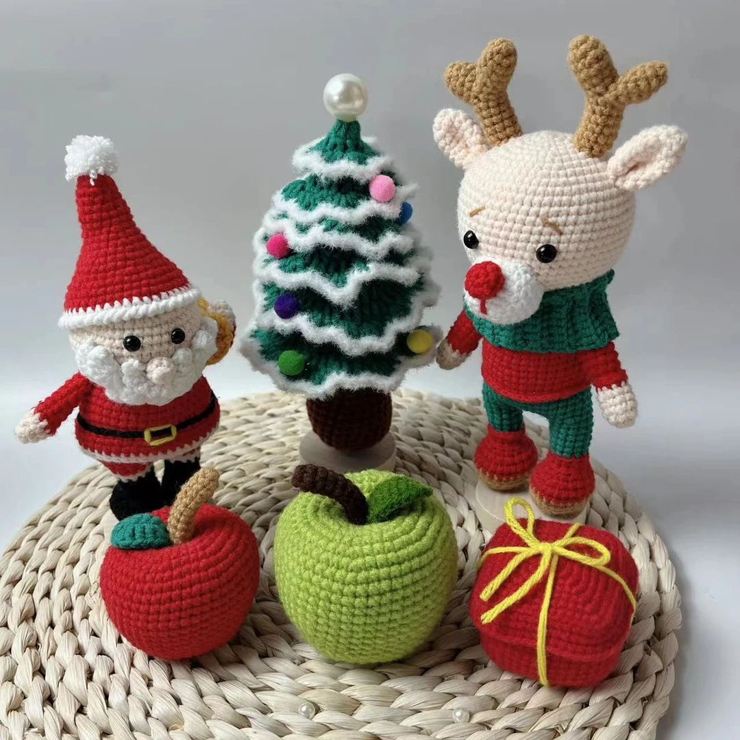 英子手工圣诞老人定制圣诞树圣诞小鹿青苹果红苹果包挂件室内摆件