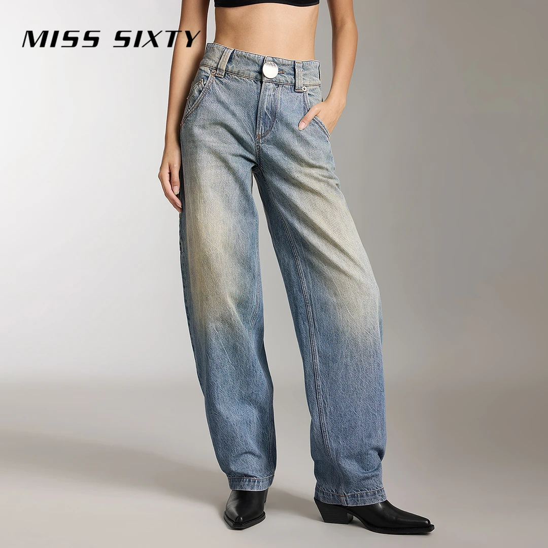 【黑金系列】Miss Sixty秋季新款进口棉牛仔裤女复古萝卜裤