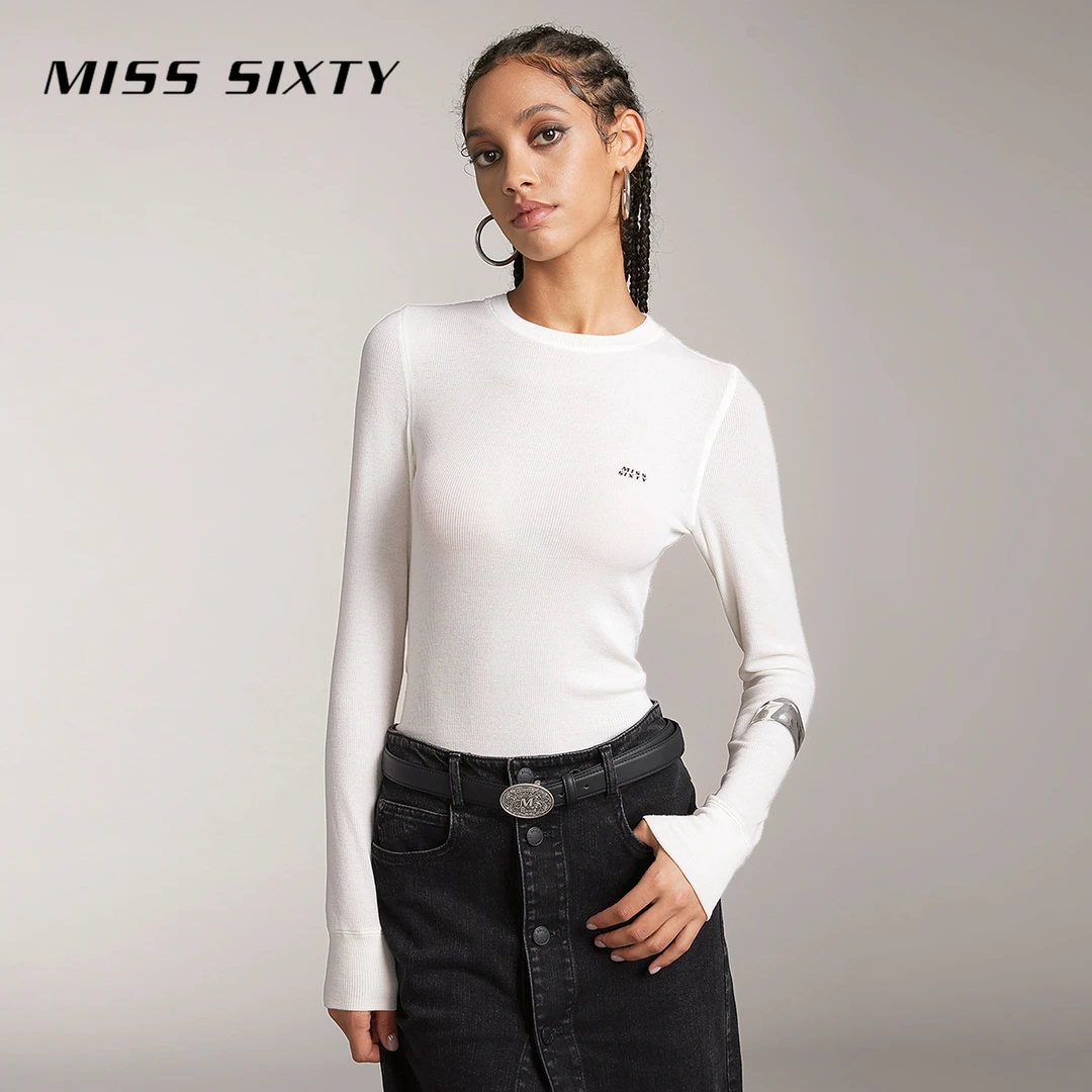 【妙妙专属】Miss Sixty秋季新款T恤女含绵羊毛针织长袖圆领外穿