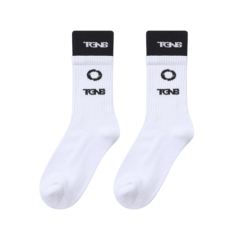 TGNS拼接双罗口中筒袜