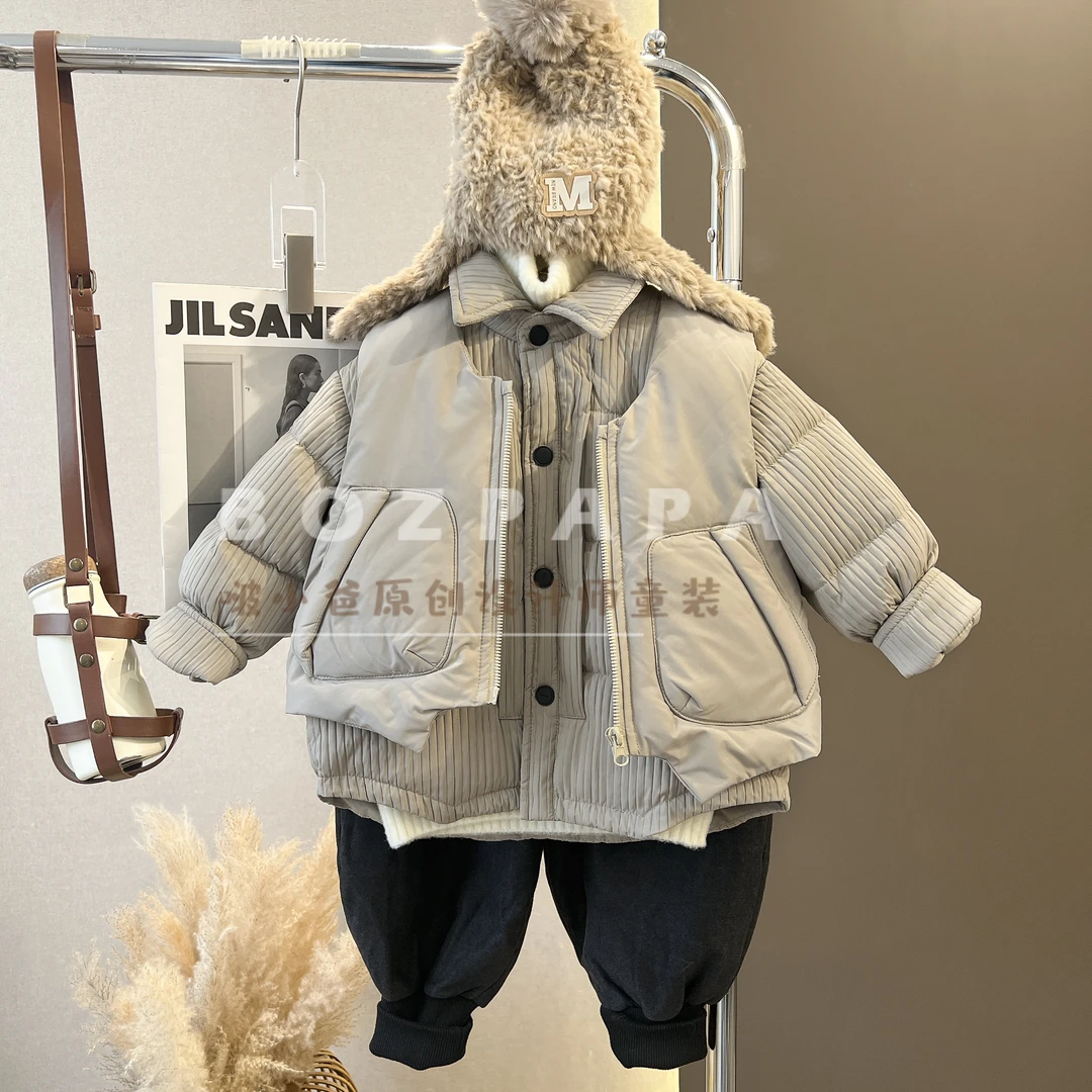 现货【37°的温暖】2023新款休闲风儿童马甲衬衫不规则下摆夹棉