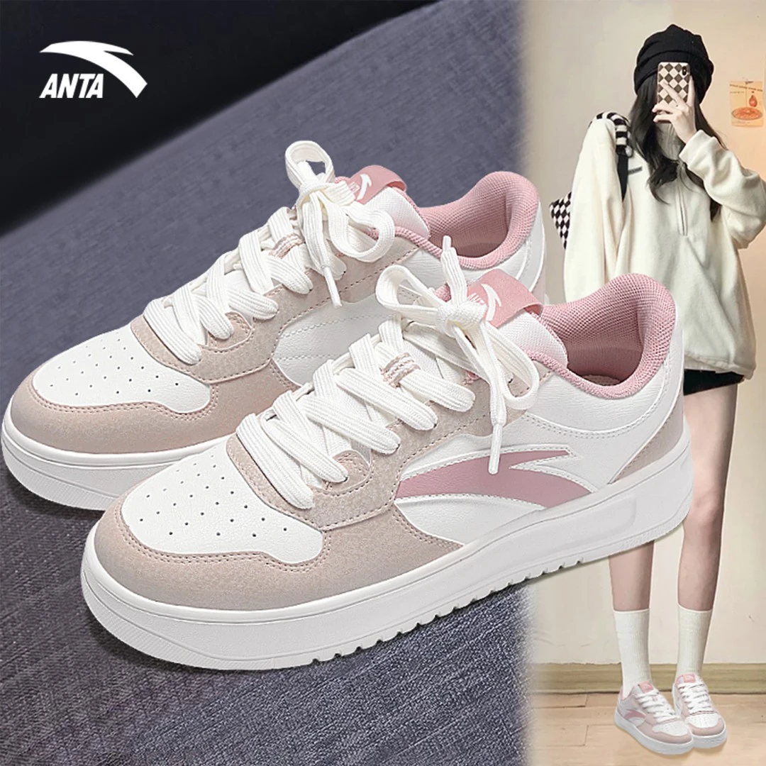 安踏板鞋官方正品女鞋2025秋季爆款厚底增高低帮学生经典小白鞋子