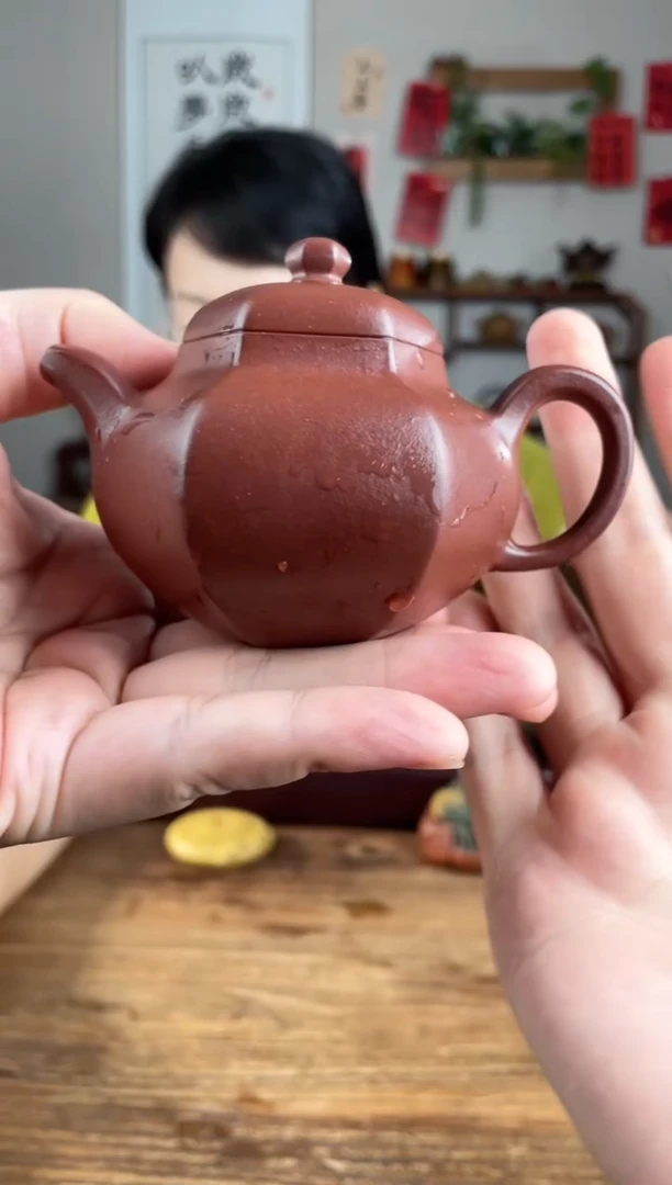 【闪购商品】紫砂茶壶六方柿圆   龙血砂