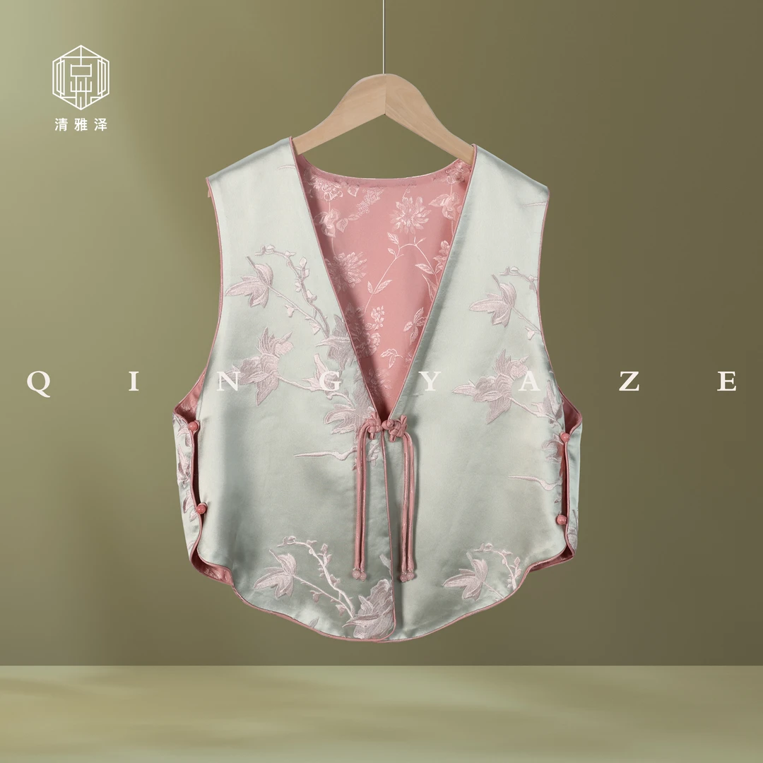 桃花笑！重磅醋酸刺绣双面穿马甲！GZ4319