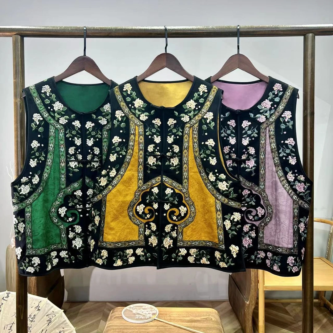 无尽夏！蚕丝绣球花刺绣国风马甲！GZ2607