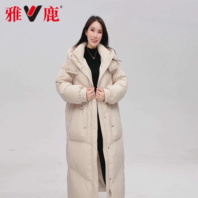 2025雅鹿秋冬90绒韩版羽绒服女小个子加厚休闲时尚显瘦保暖中长款