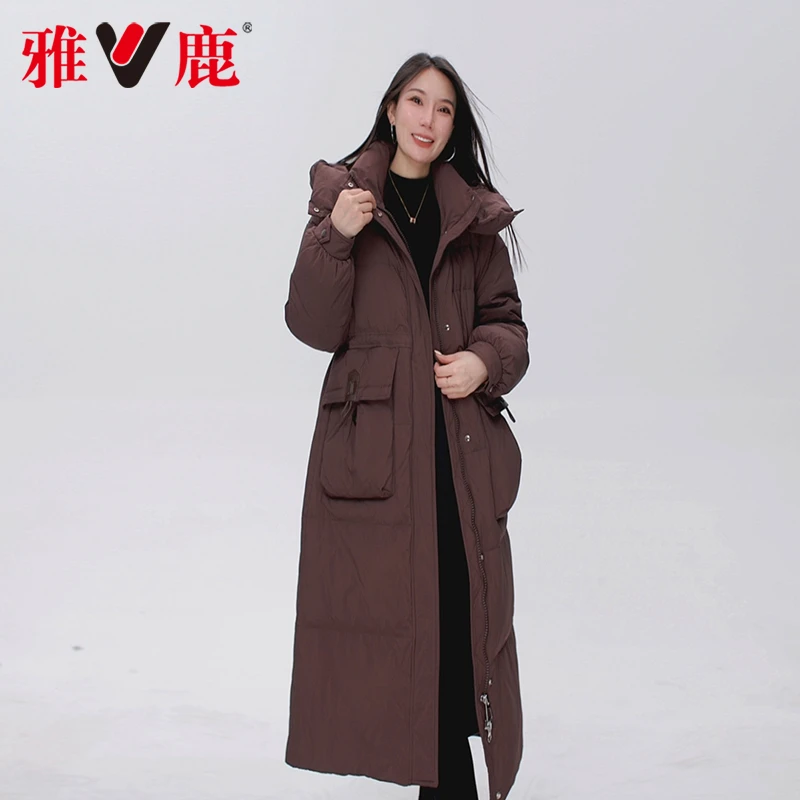 雅鹿2025初冬季防风90绒羽绒服女款长款休闲显瘦百搭大气保暖外套