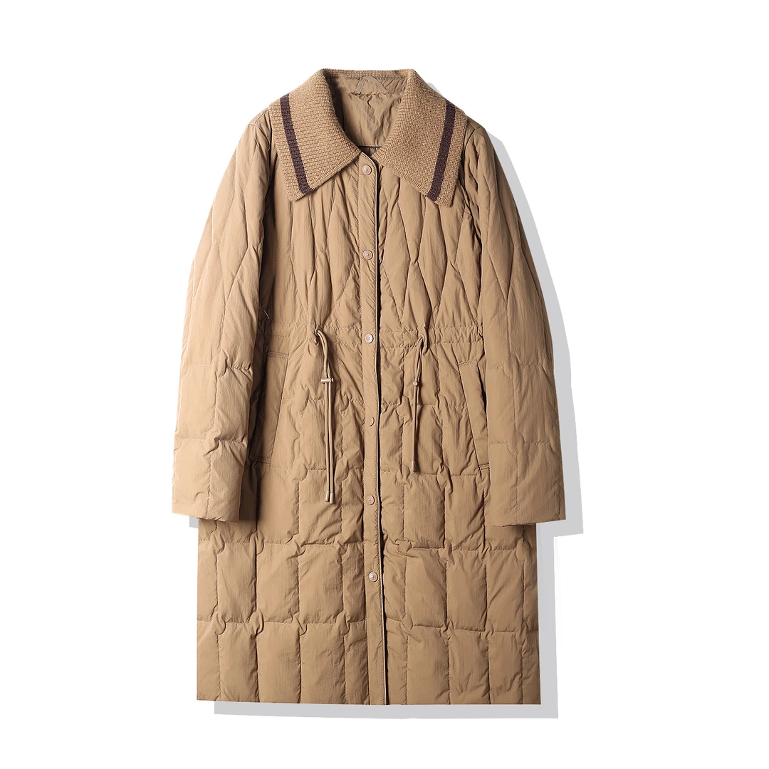 高级女装风衣气质时尚女士中长款羽绒服外套23615