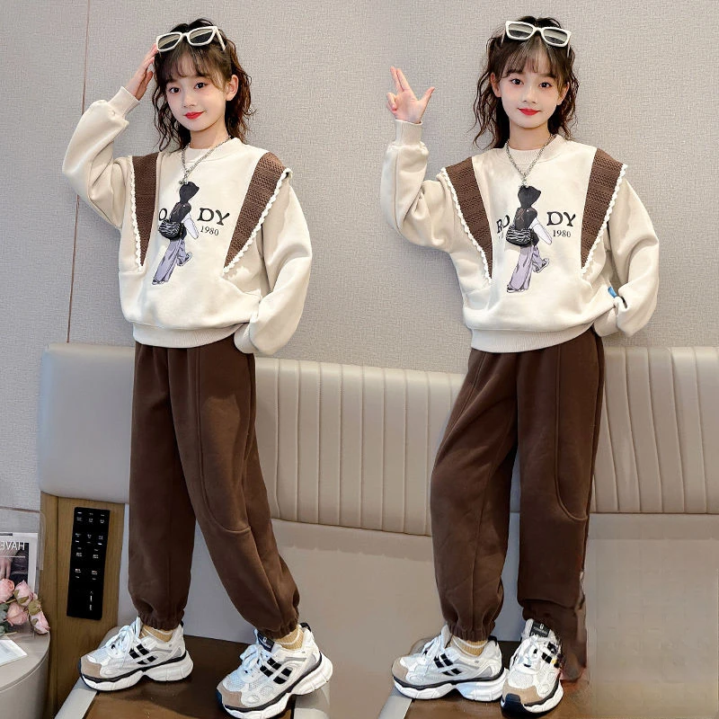女童套装秋冬款2023新款网红中大童秋装时髦洋气冬装运动卫衣休闲