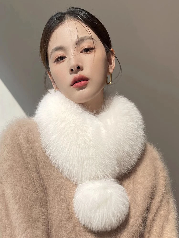 【时尚丽姨专属】仿狐狸毛围巾女秋冬皮草毛领围脖磁吸韩版百搭毛领