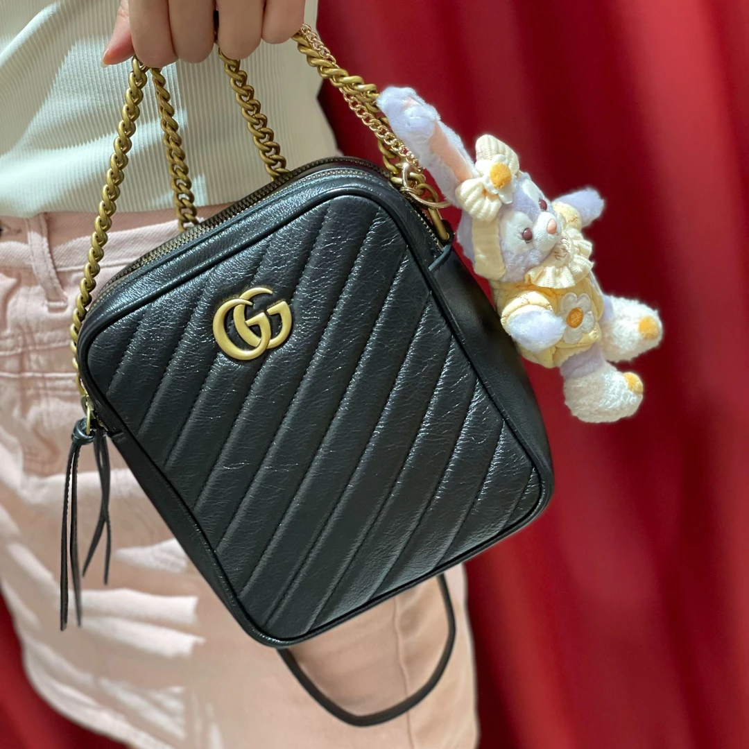 99新  一泽奢品/Gucci/黑金竖版相机包/Z24060208C